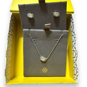 Kendra Scott Chelsea Drusy Necklace‎ & Cade Earrings Gift Set NEW